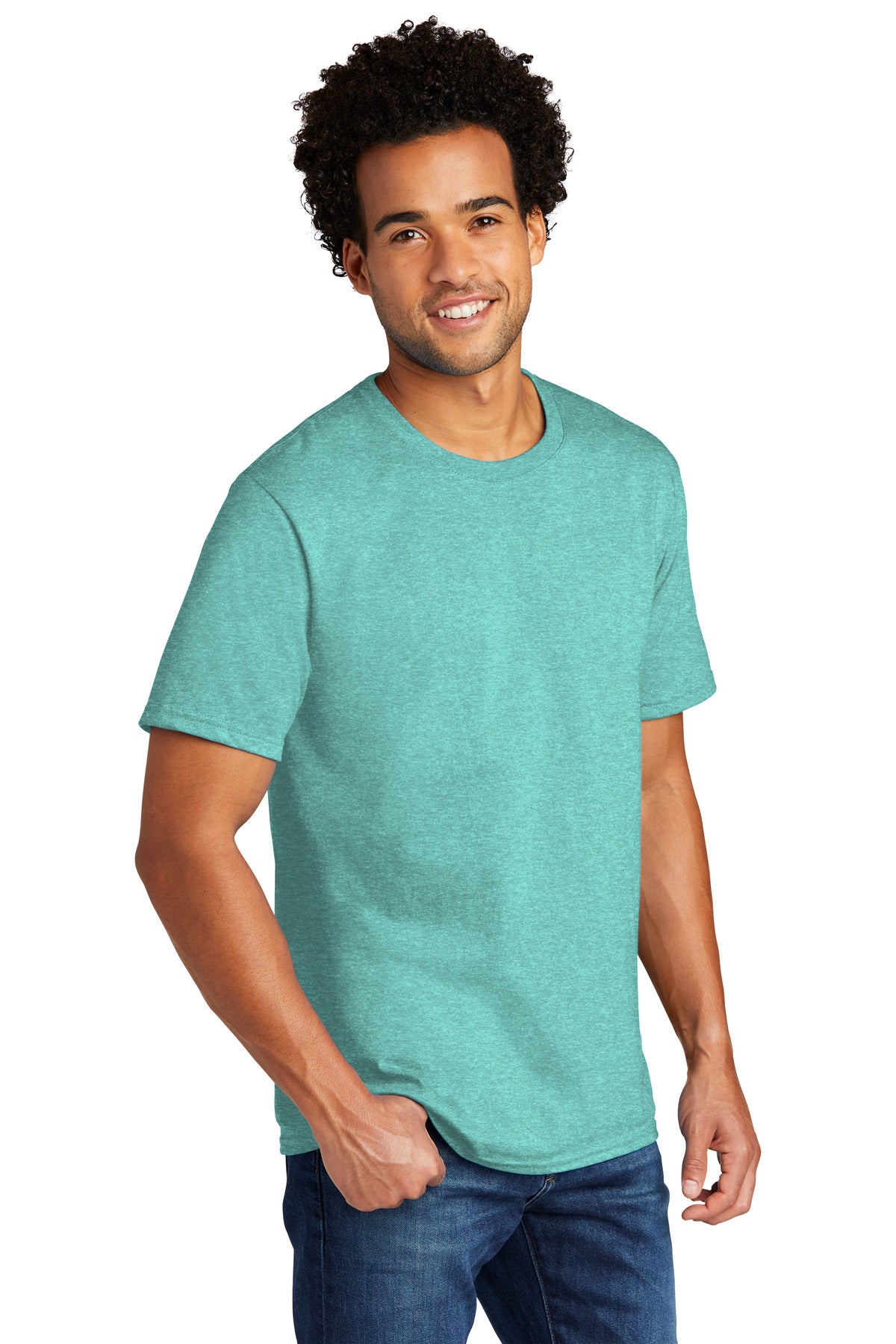 VivdTealHr Port & Co Tri-Blend Tee. PC330 plain