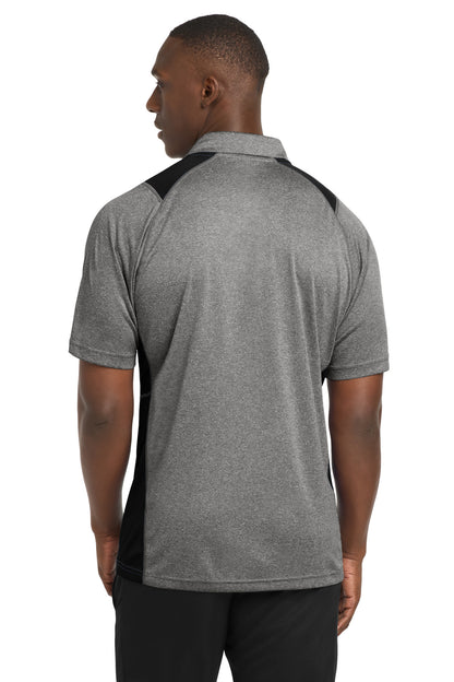Vnt He/Black Sport-Tek Heather Colorblock Contender Polo. ST665 plain