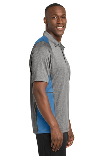 Vnt He/Car Blu Sport-Tek Heather Colorblock Contender Polo. ST665 plain