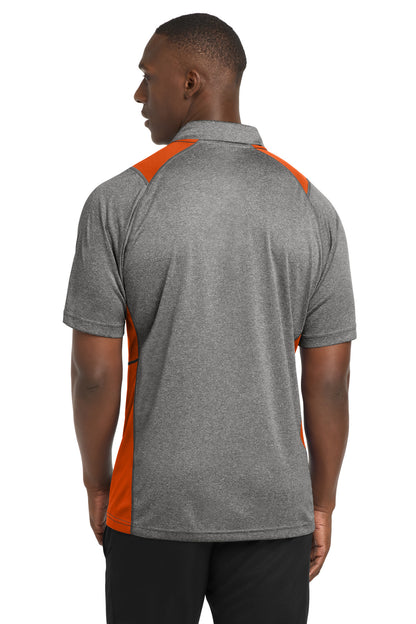 Vnt He/Dp Orng Sport-Tek Heather Colorblock Contender Polo. ST665 plain