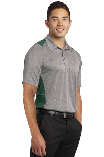 Vnt He/For Grn Sport-Tek Heather Colorblock Contender Polo. ST665 plain