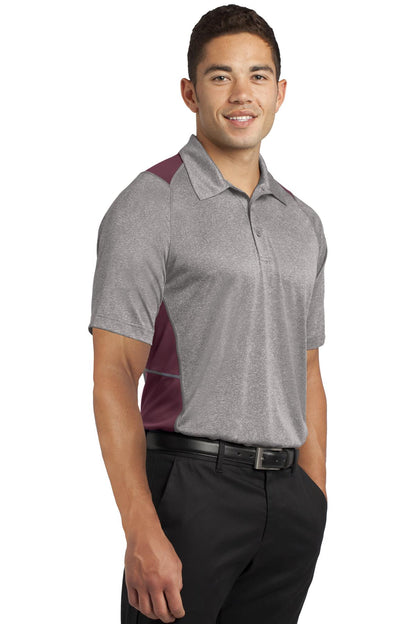 Vnt He/Maroon Sport-Tek Heather Colorblock Contender Polo. ST665 plain