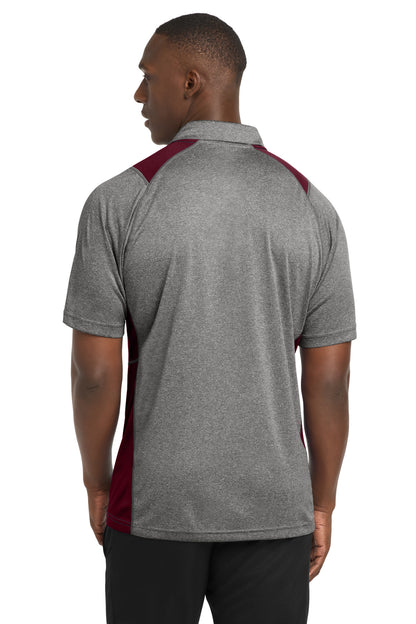 Vnt He/Maroon Sport-Tek Heather Colorblock Contender Polo. ST665 plain