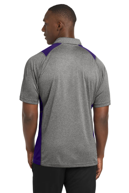Vnt He/Purple Sport-Tek Heather Colorblock Contender Polo. ST665 plain