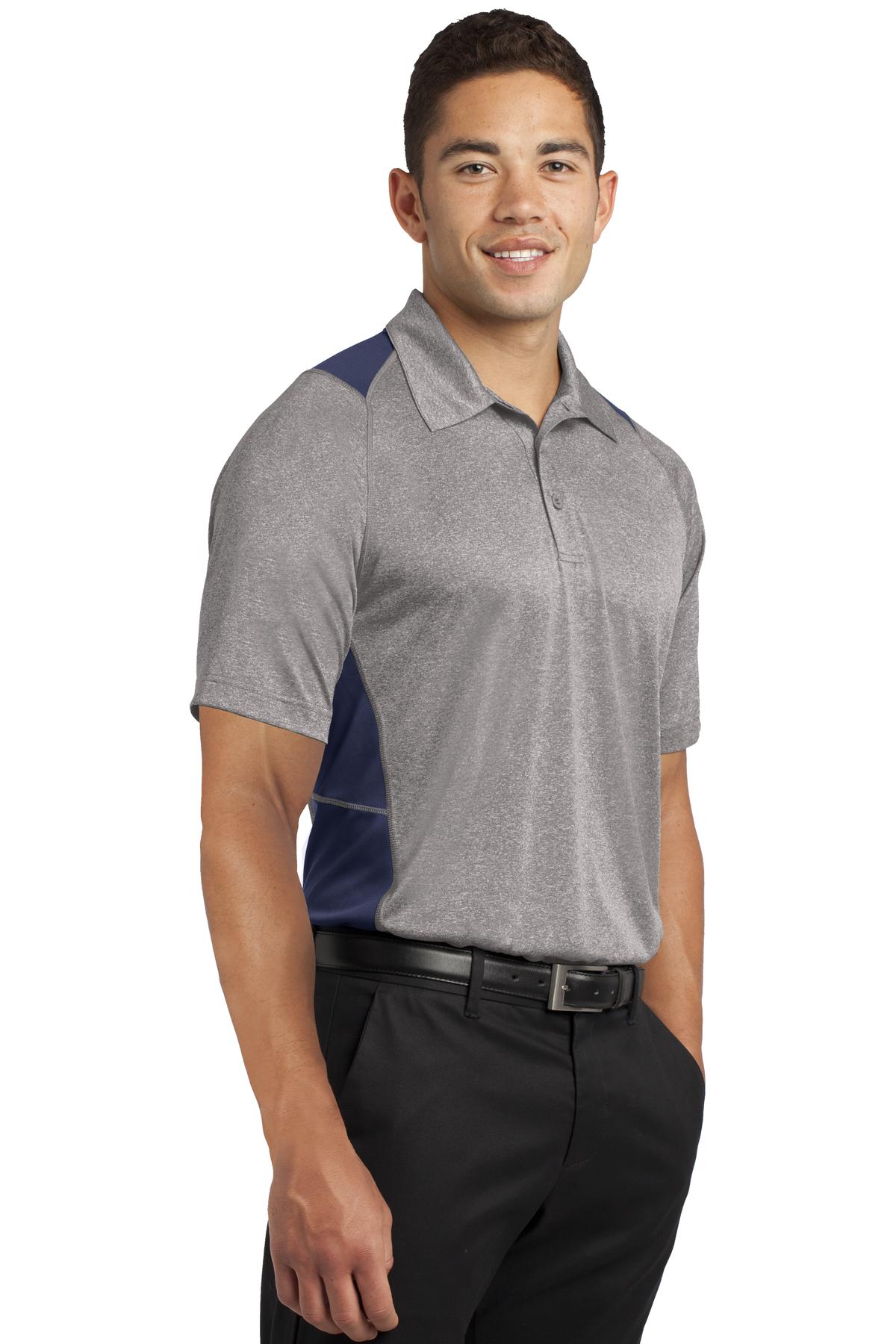 Vnt He/Tr Navy Sport-Tek Heather Colorblock Contender Polo. ST665 plain