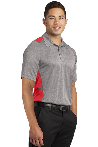 Vnt He/Tr Red Sport-Tek Heather Colorblock Contender Polo. ST665 plain