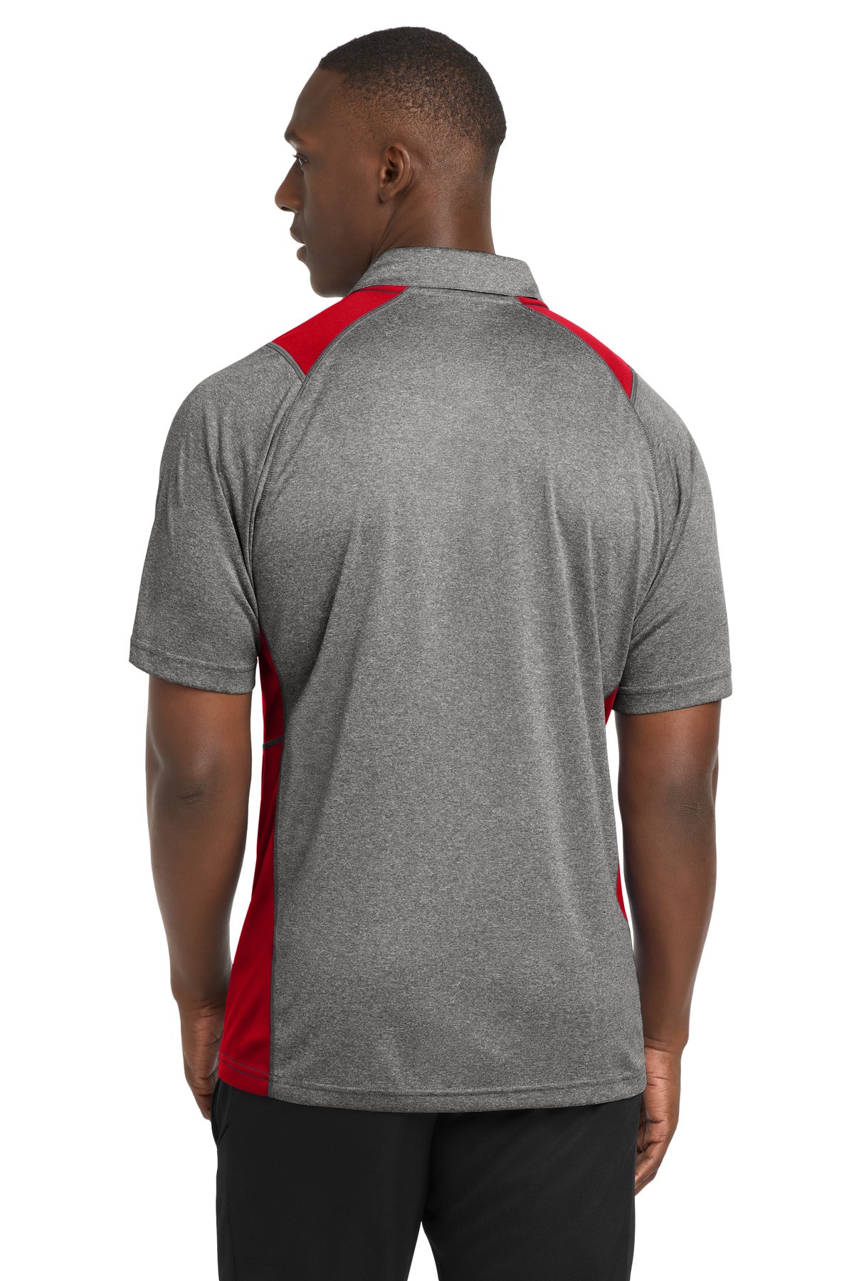 Vnt He/Tr Red Sport-Tek Heather Colorblock Contender Polo. ST665 plain