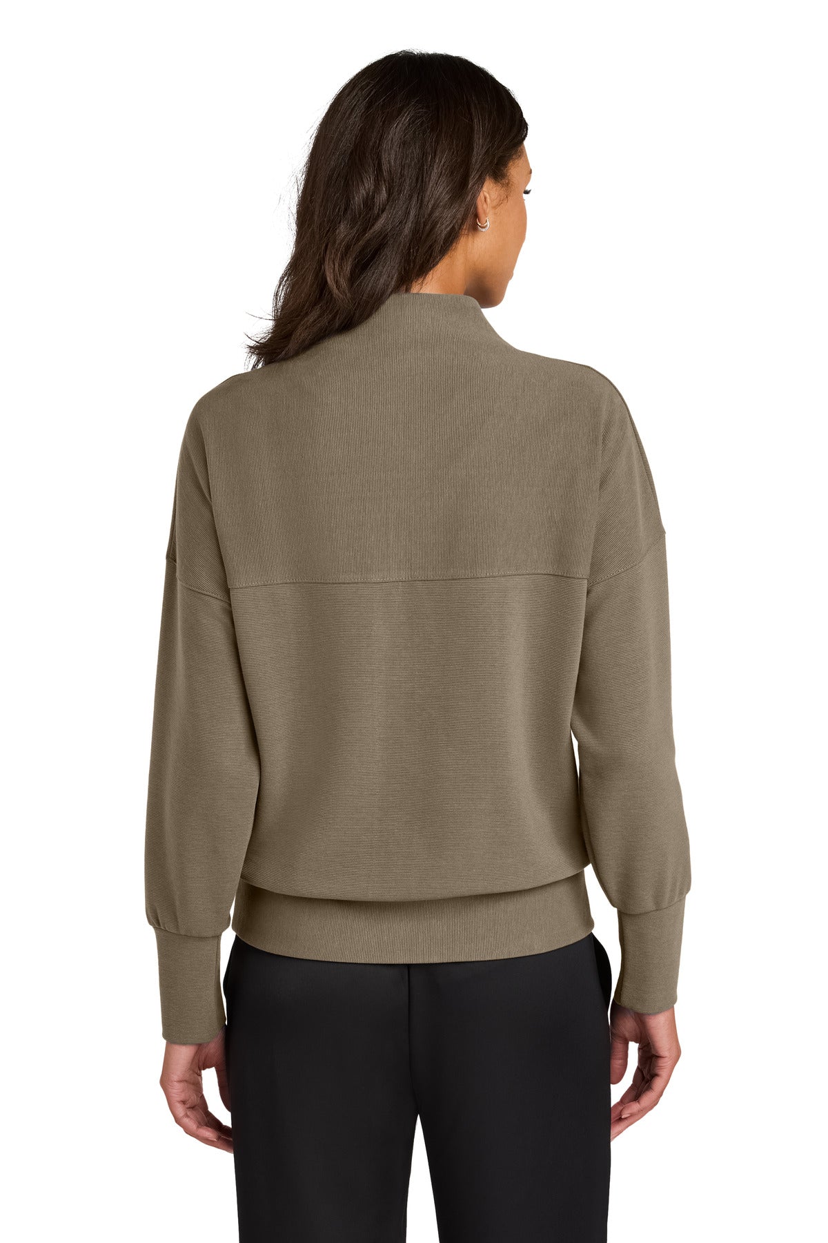 WarmTaupe Mercer+Mettle Women's Linear Texture 1/4-Zip MM3041 plain