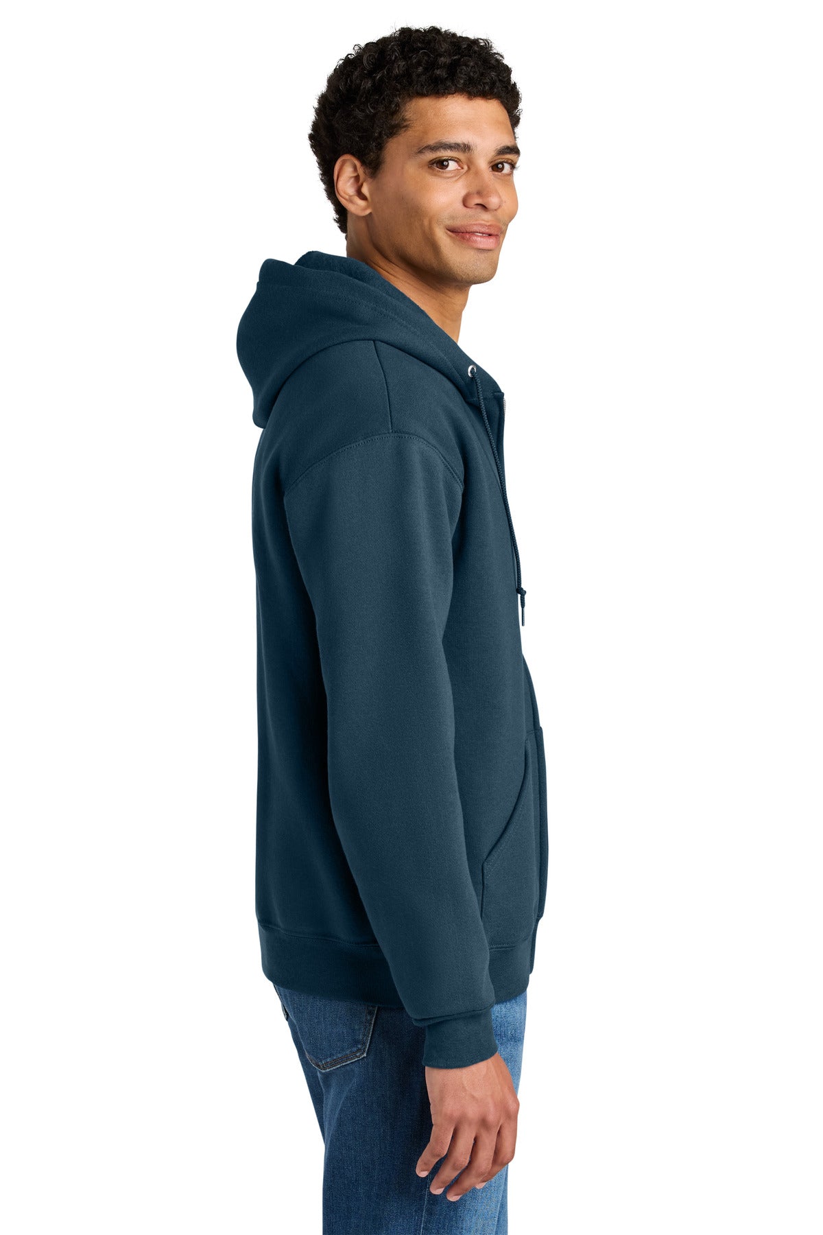 WashedNavy Jerzees Rugged Unisex Full-Zip Hooded Sweatshirt Z12M plain