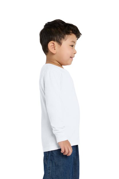 White BELLA+CANVAS Toddler Jersey Long Sleeve Tee BC3501T