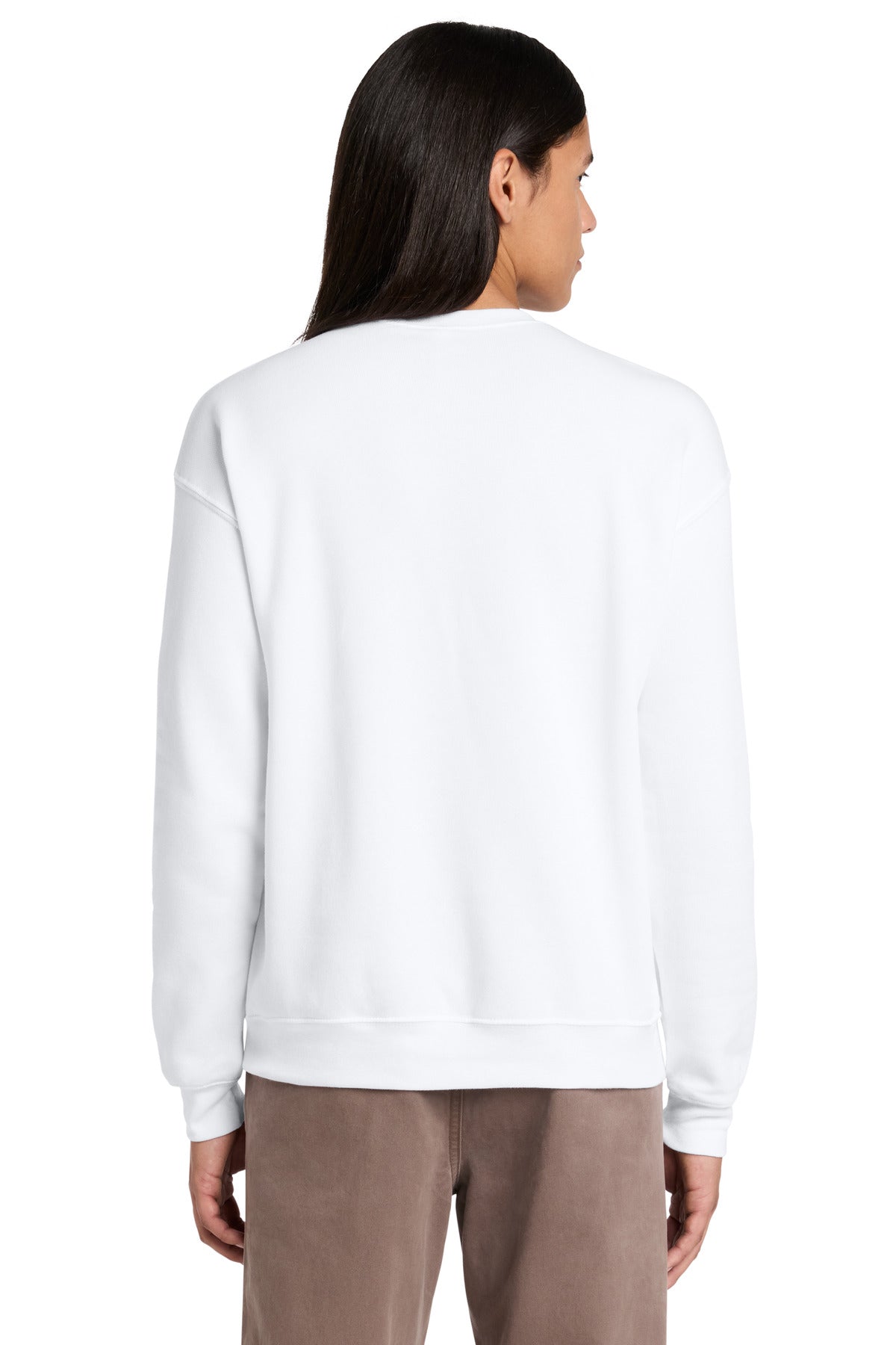 White BELLA+CANVAS Unisex Sponge Fleece Drop Shoulder Sweatshirt. BC3945 plain