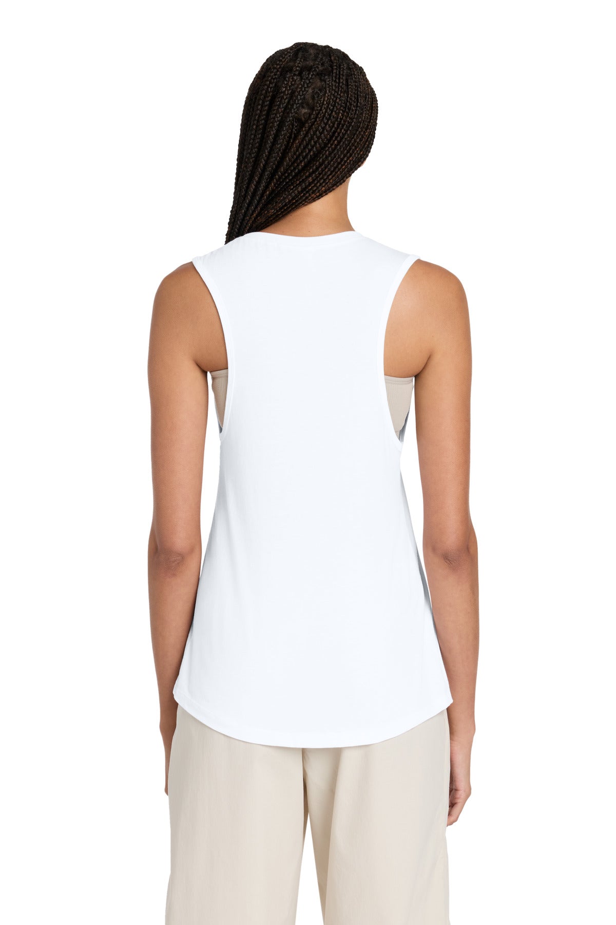 White BELLA+CANVAS Women's Jersey Muscle Tank. BC6003 plain
