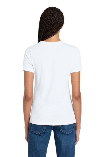 White BELLA+CANVAS Women's Relaxed Jersey Short Sleeve Tee. BC6400 plain