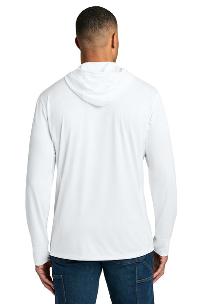 White Carhartt Force Sun Defender Long Sleeve Hooded T-Shirt CT106923 plain