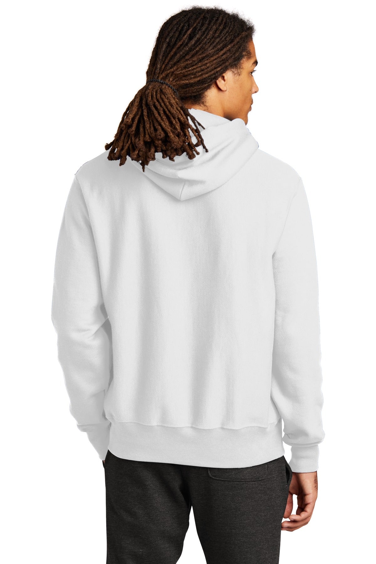 White Champion Reverse Weave Hooded Sweatshirt S101 plain