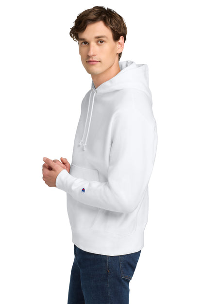 White Champion Reverse Weave Hooded Sweatshirt S101