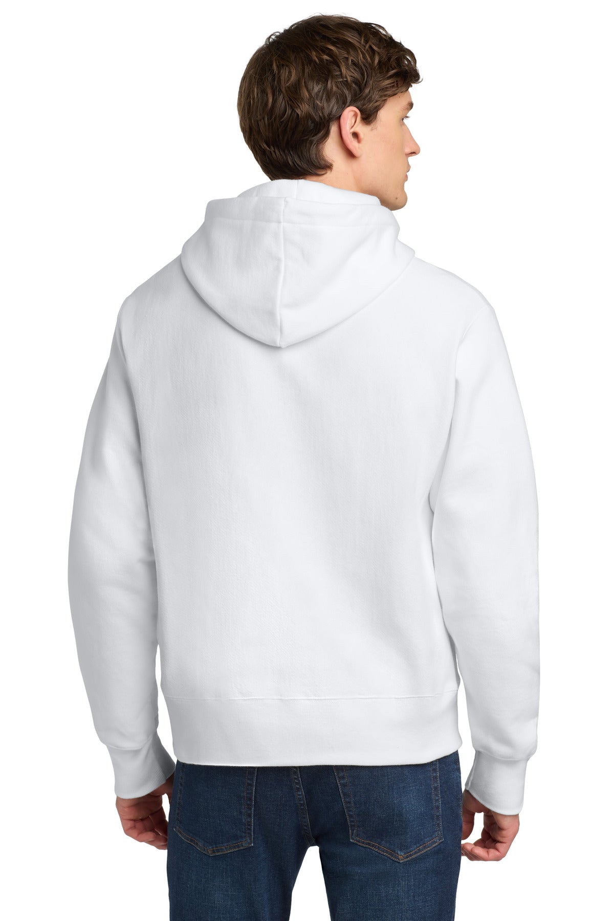 White Champion Reverse Weave Hooded Sweatshirt S101