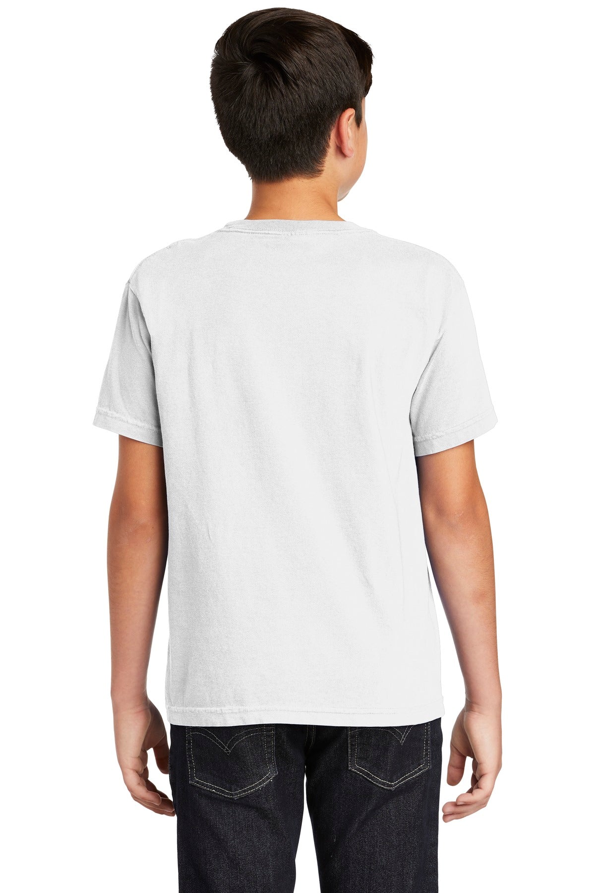 White COMFORT COLORS Youth Heavyweight Ring Spun Tee. 9018 plain