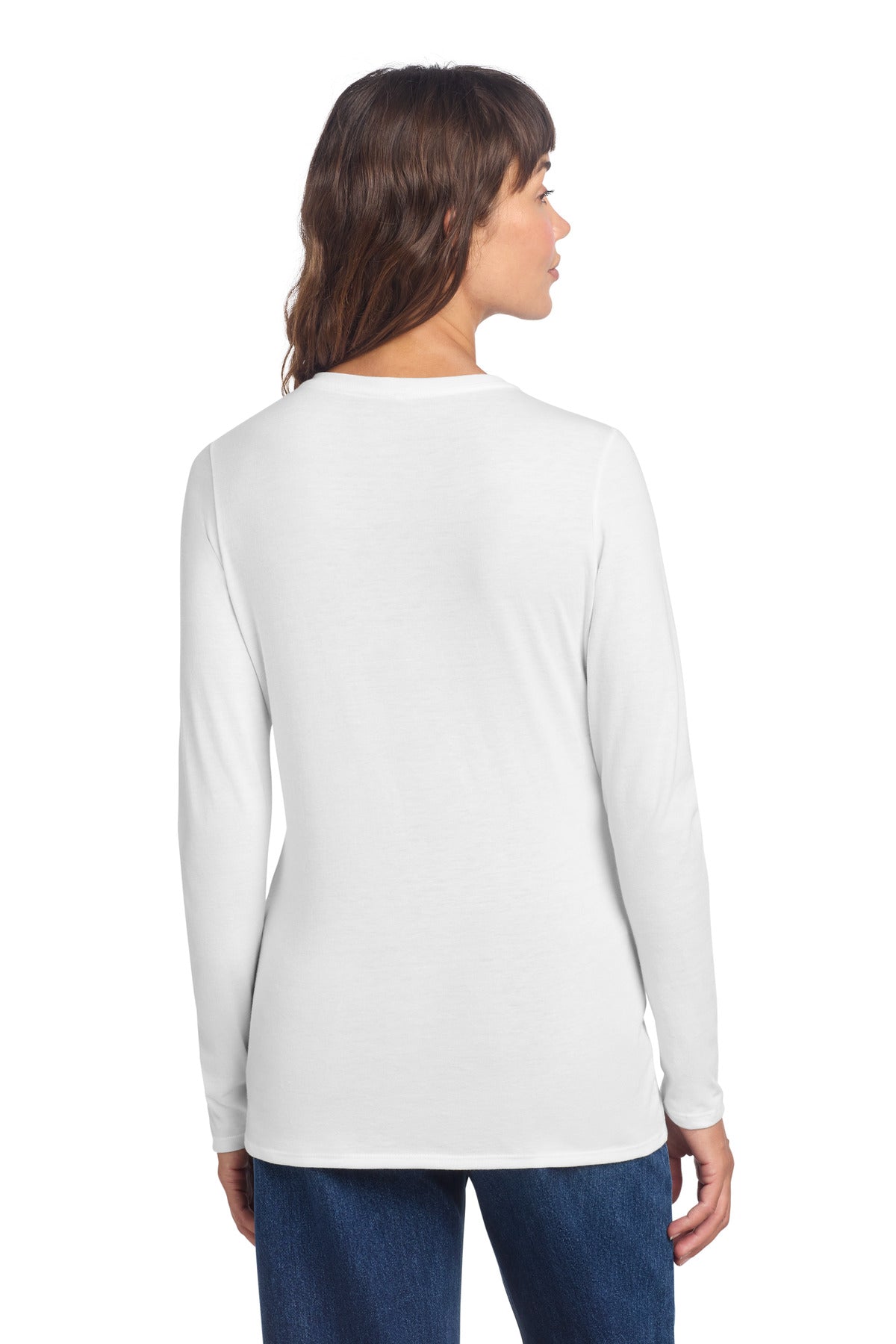 White District Women's Perfect Tri Long Sleeve V-Neck Tee DT135 plain