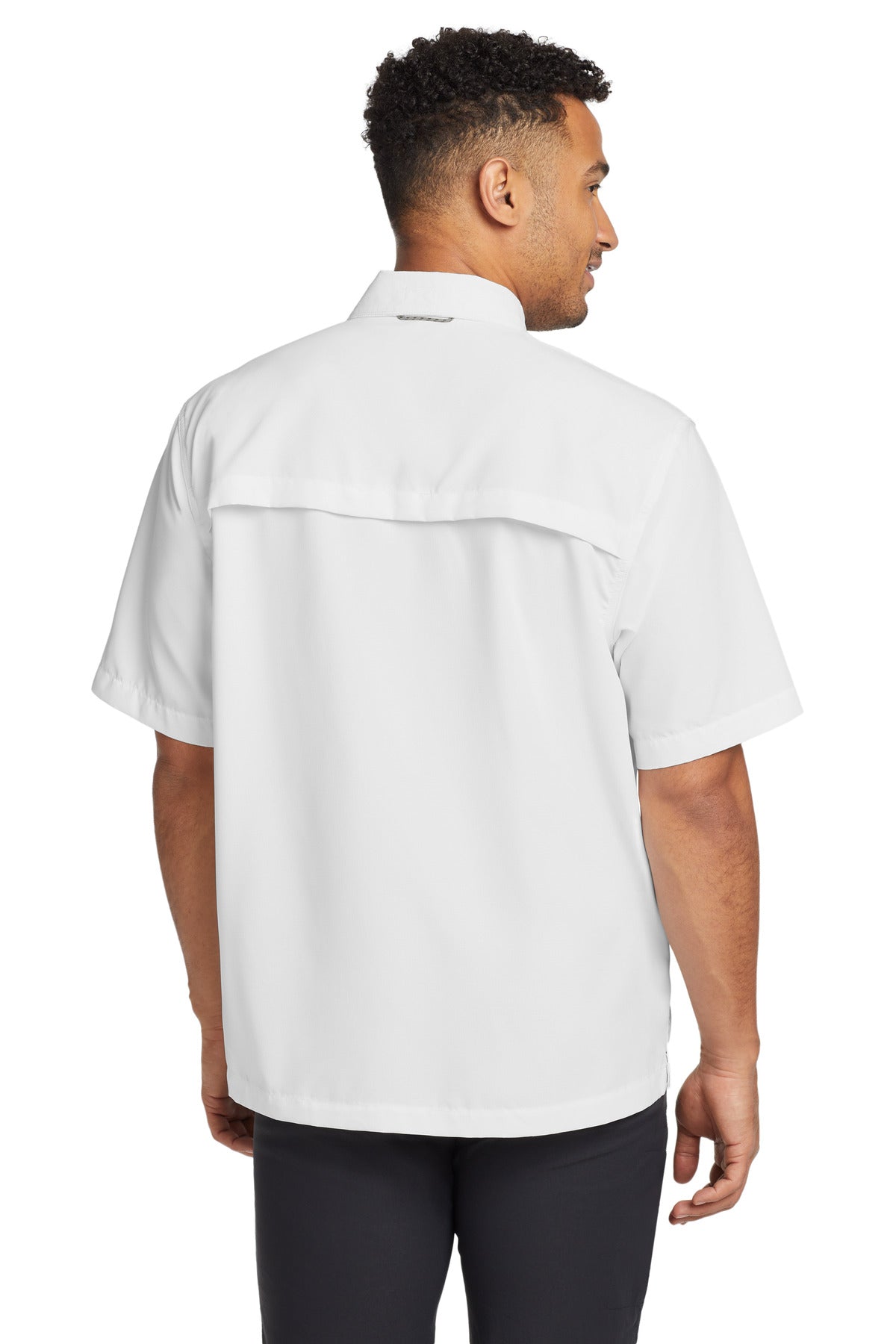 White Eddie Bauer Short Sleeve Performance Fishing Shirt EB602 plain