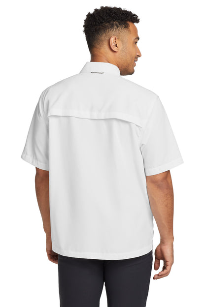 White Eddie Bauer Short Sleeve Performance Fishing Shirt EB602 plain