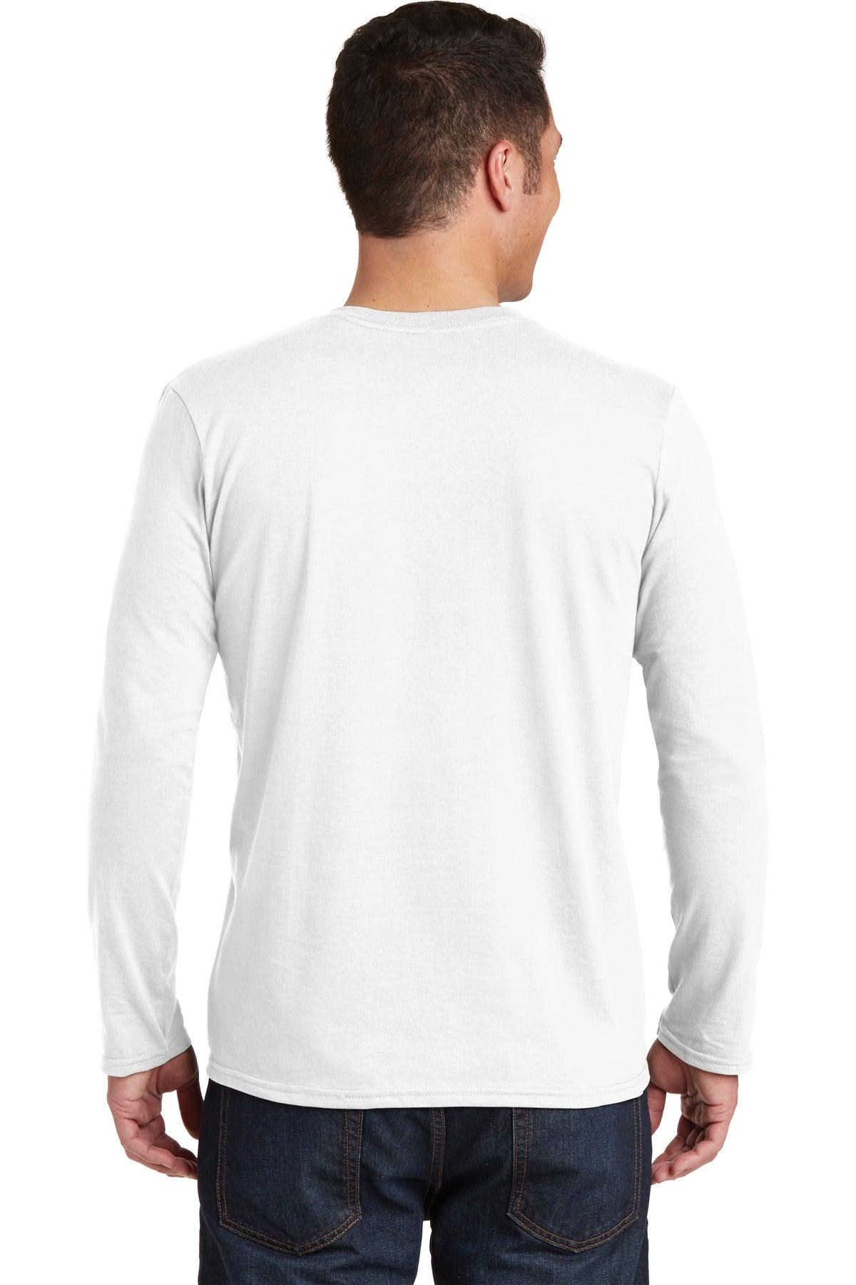 White Gildan Softstyle Long Sleeve T-Shirt. 64400 plain