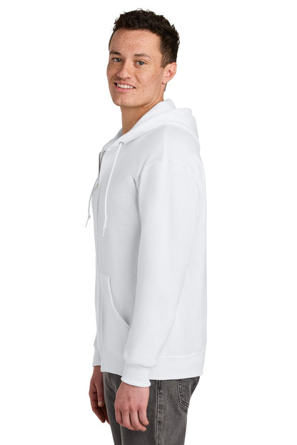 White Jerzees - NuBlend Full-Zip Hooded Sweatshirt. 993M plain