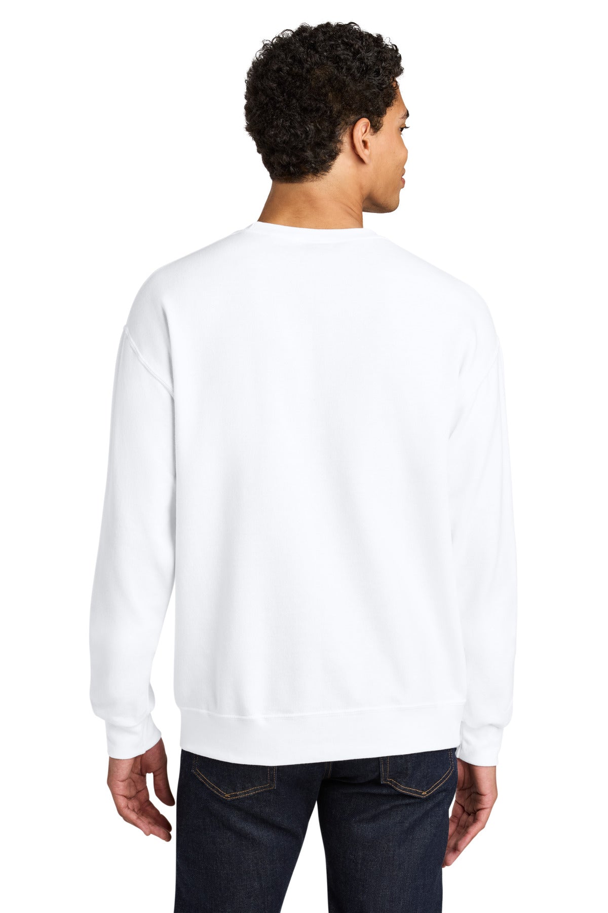 White Jerzees Ultimate Unisex CVC Ring Spun Crewneck Sweatshirt IC48M plain