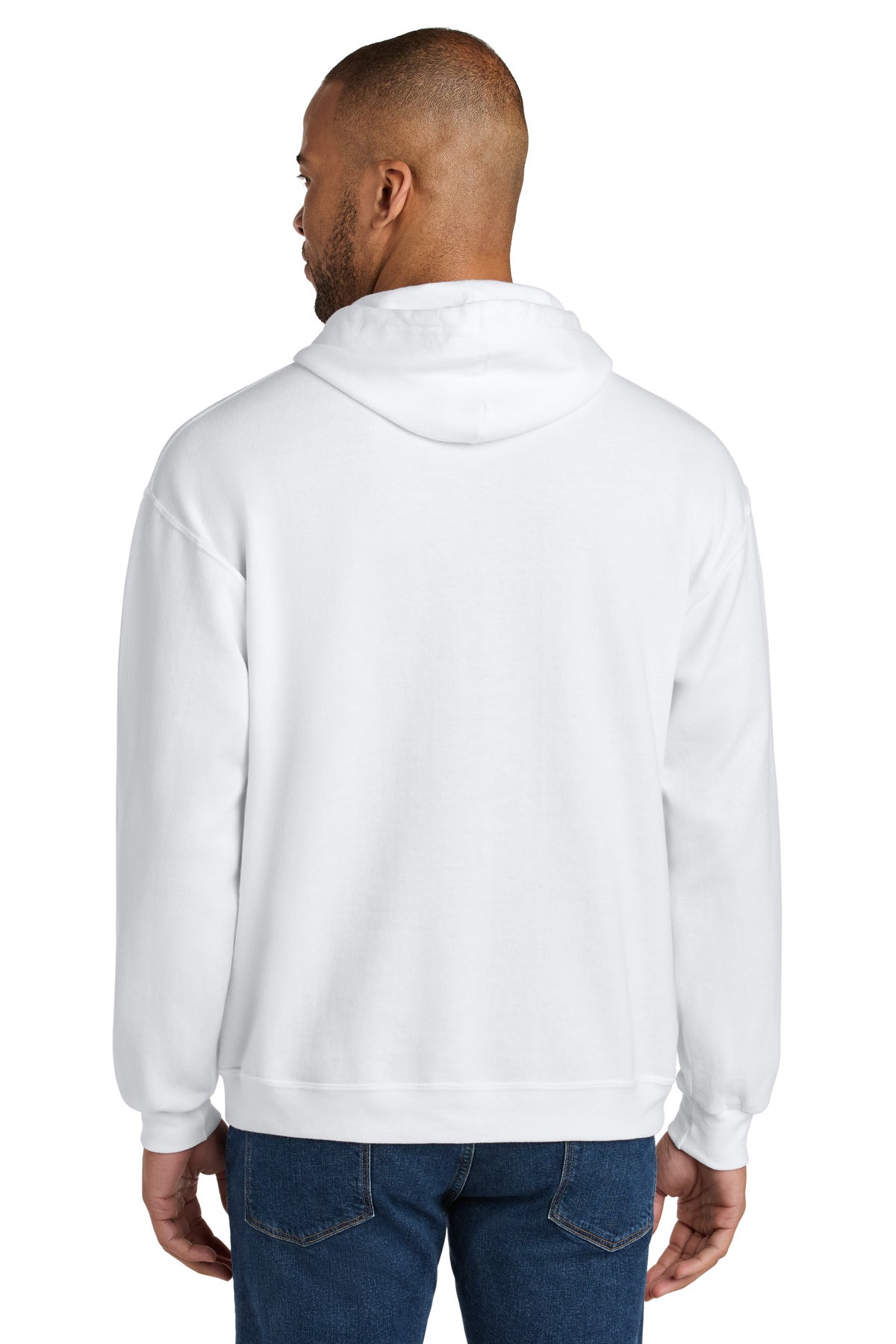 White Jerzees Ultimate Unisex CVC Ring Spun Hooded Sweatshirt IC49M plain