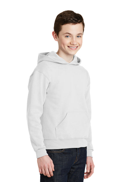 White Jerzees - Youth NuBlend Pullover Hooded Sweatshirt. 996Y plain