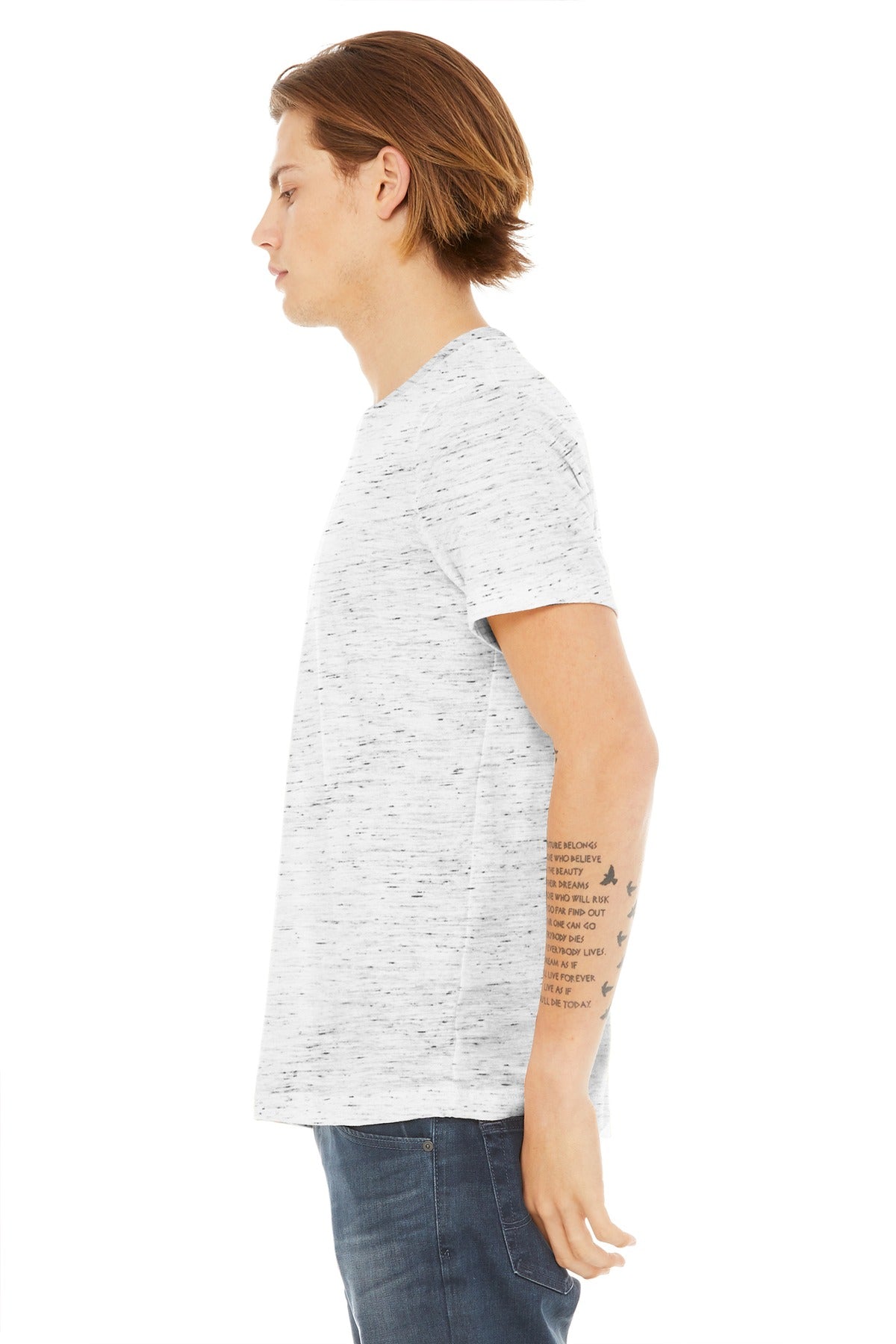 White Marble BELLA+CANVAS Unisex Poly-Cotton Short Sleeve Tee. BC3650 plain