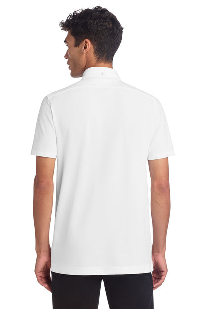 White Mercer+Mettle Stretch Pique Full-Button Polo MM1006 plain