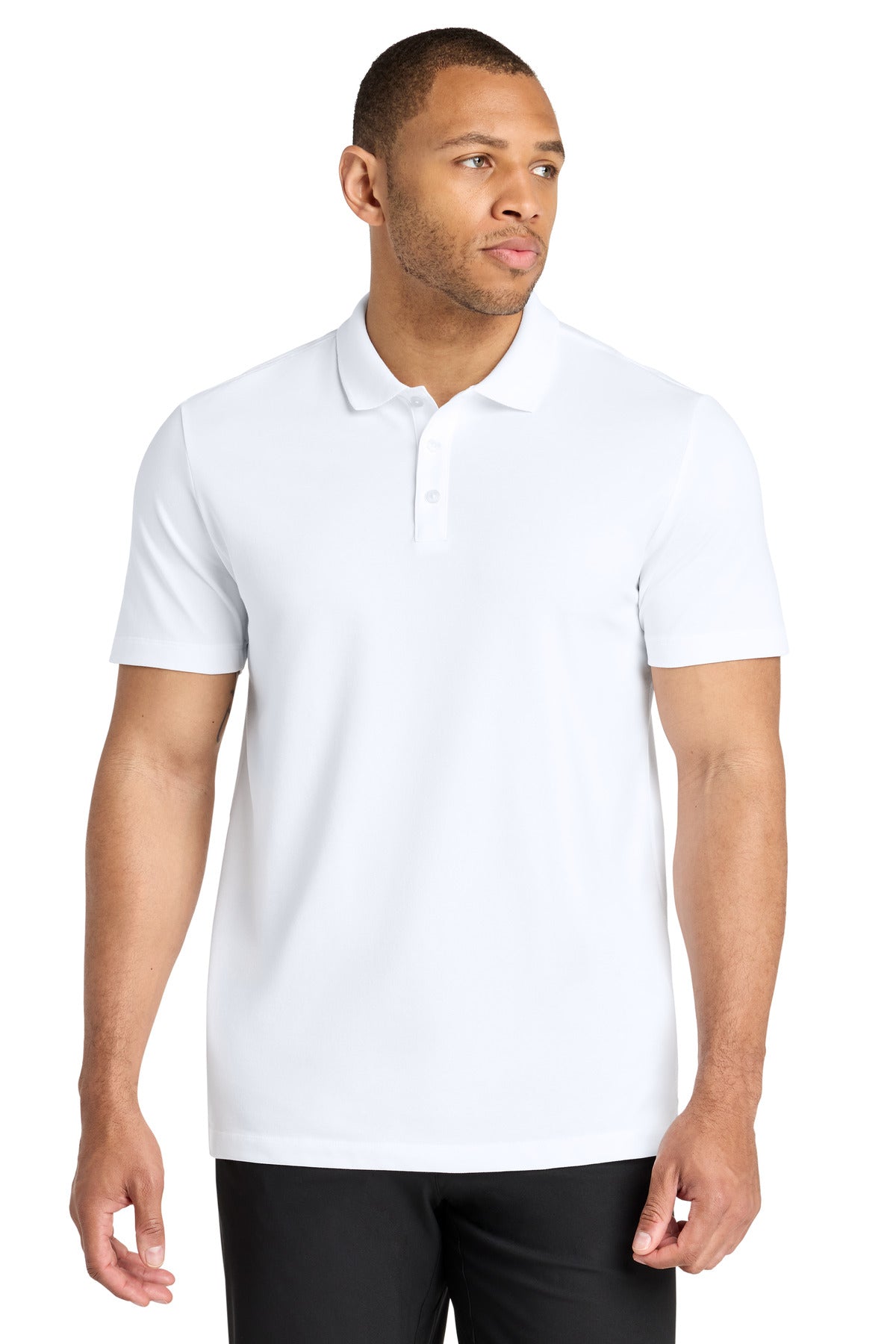 White Mercer+Mettle Stretch Pique Polo MM1004