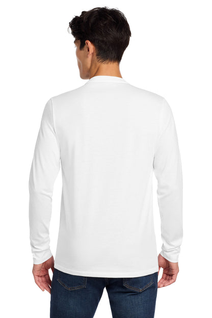 White New Era Heritage Blend Long Sleeve Crew Tee. NEA102 plain