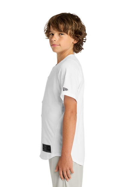 White New Era Youth Diamond Era Full-Button Jersey. YNEA220