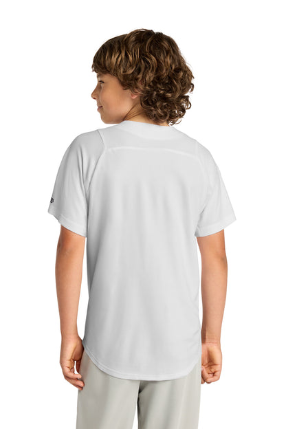 White New Era Youth Diamond Era Full-Button Jersey. YNEA220