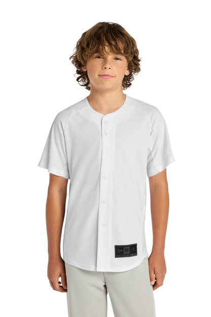White New Era Youth Diamond Era Full-Button Jersey. YNEA220