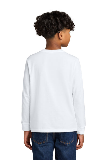 White Next Level Apparel Youth Cotton Long Sleeve Tee NL3311 plain