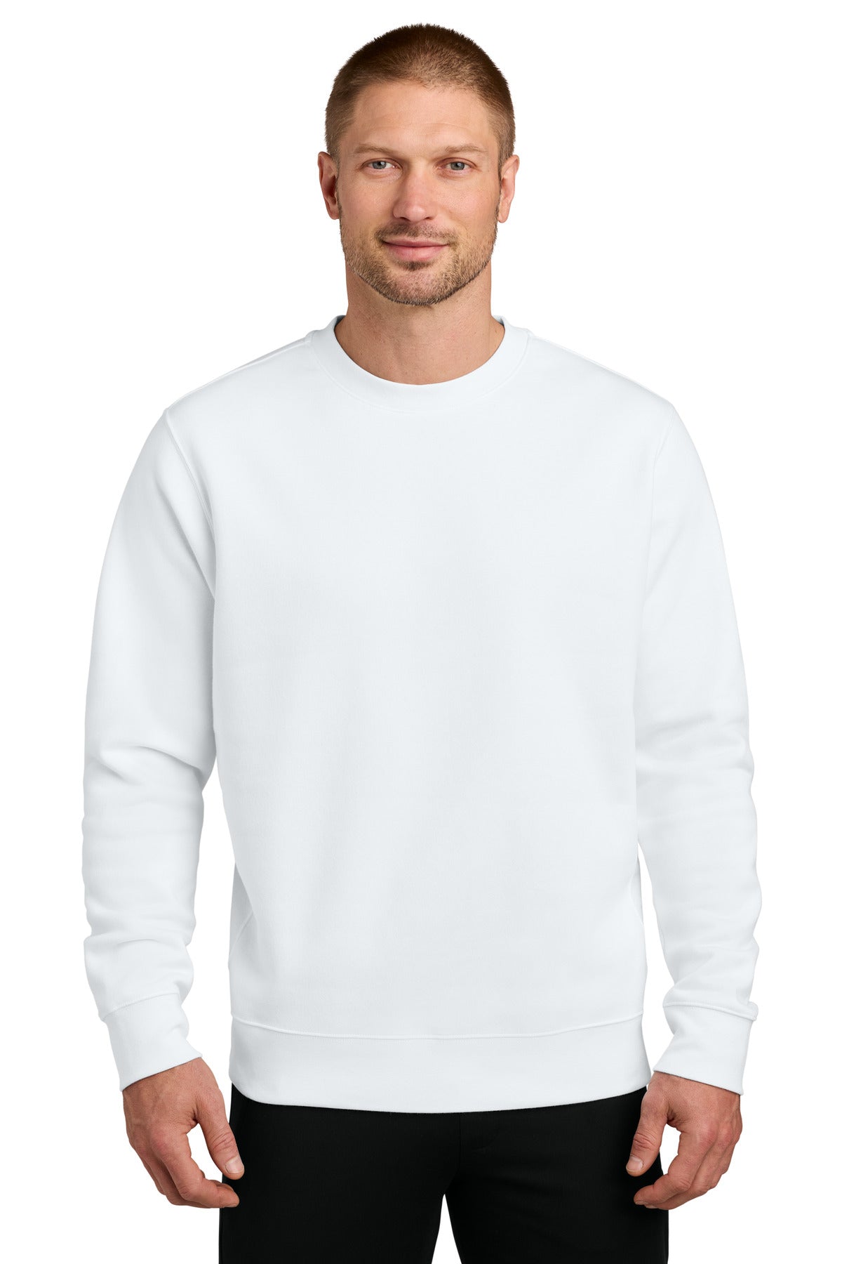 White Nike Club Fleece Sleeve Swoosh Crew NKFD9863