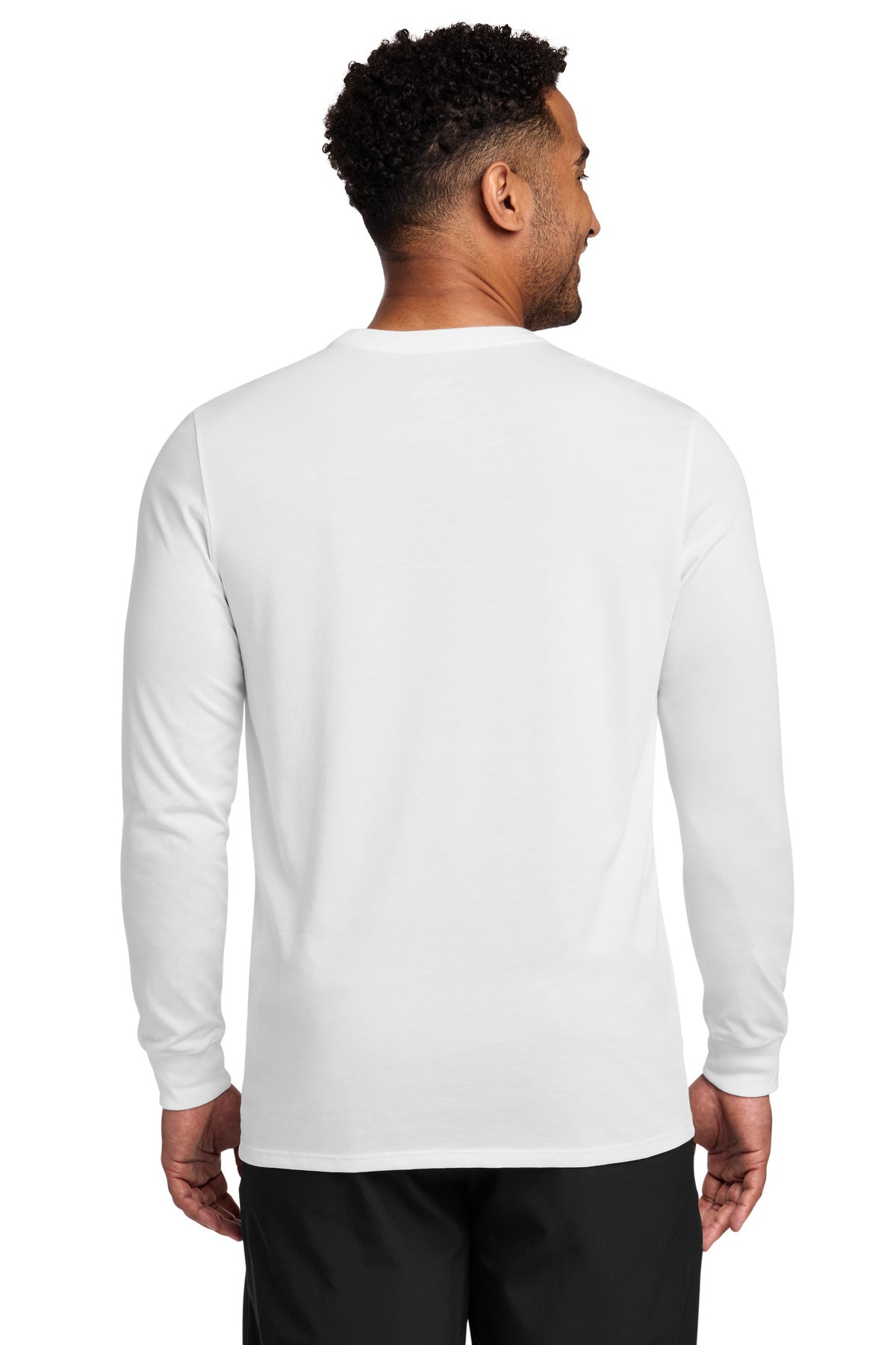 White Nike Dri-FIT Cotton/Poly Long Sleeve Tee. NKBQ5230 plain