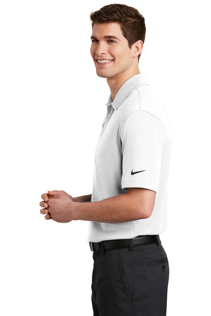 White Nike Dri-FIT Hex Textured Polo. NKAH6266 plain