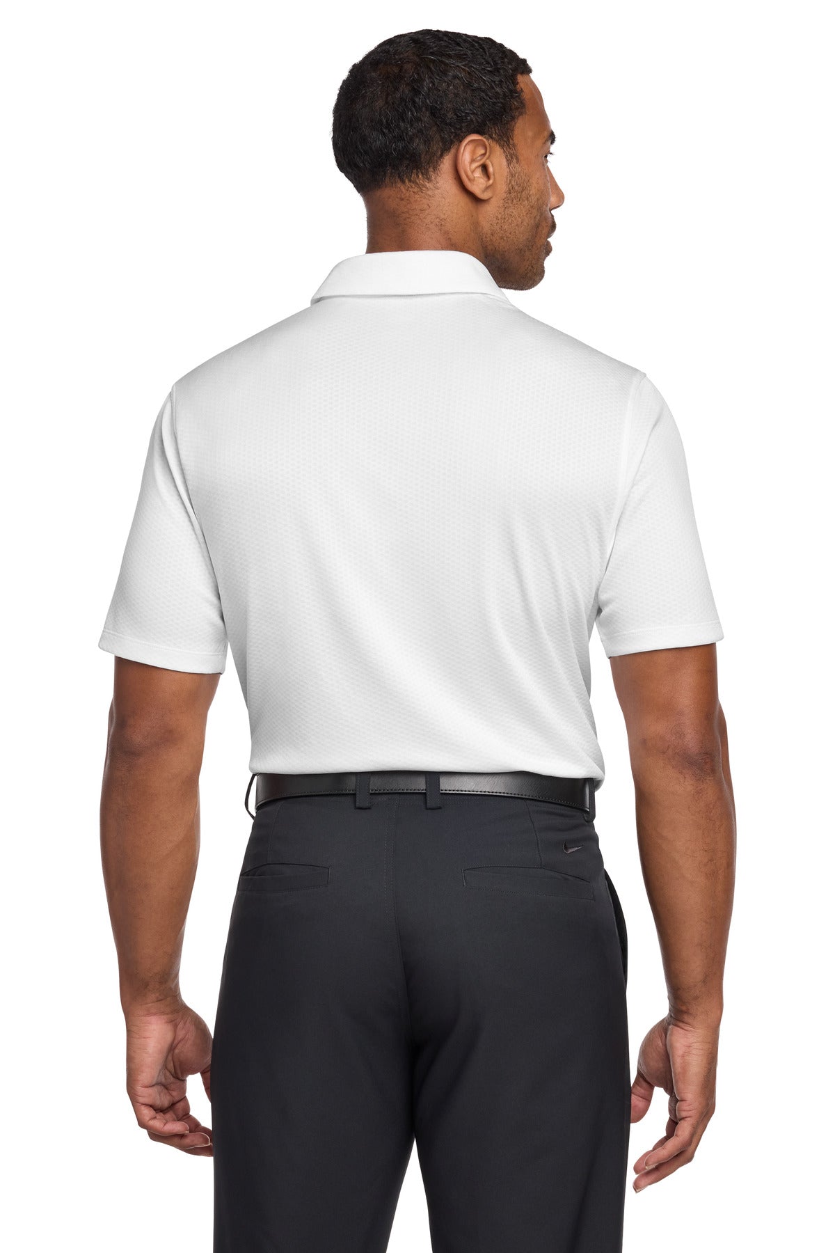 White Nike Dri-FIT Hex Textured Polo. NKAH6266 plain