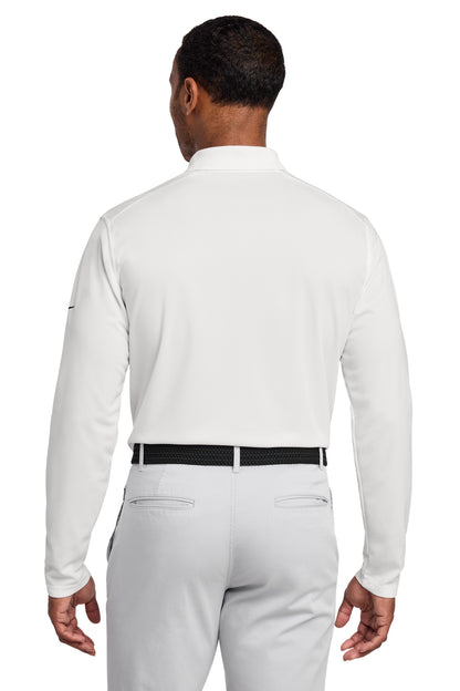 White Nike Dri-FIT Micro Pique 2.0 Long Sleeve Polo NKDC2104 plain