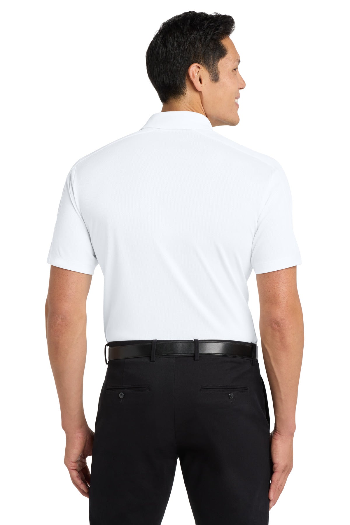 White Port Authority Diamond Jacquard Polo. K569 plain
