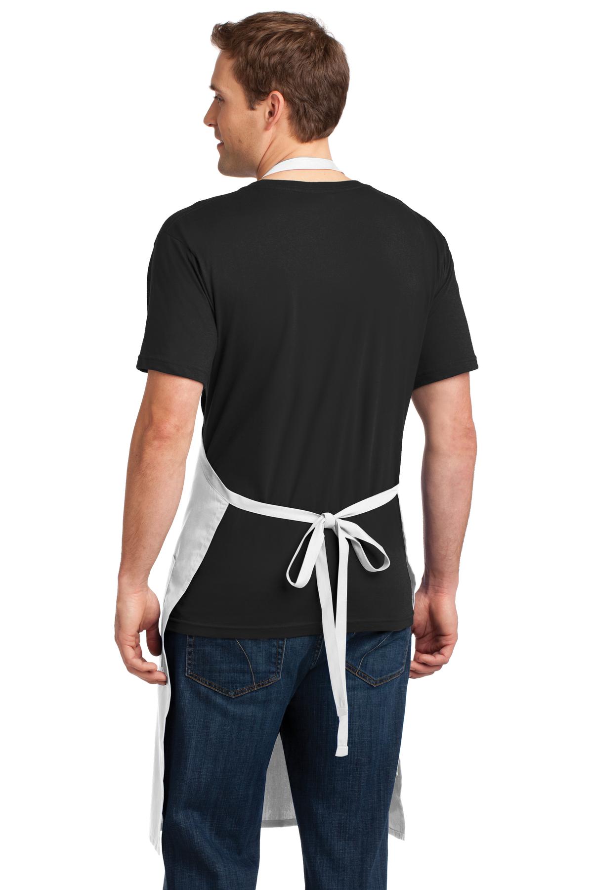 White Port Authority Easy Care Extra Long Bib Apron with Stain Release. A700 plain
