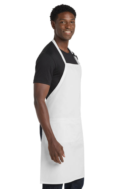 White Port Authority Easy Care Extra Long Bib Apron with Stain Release. A700