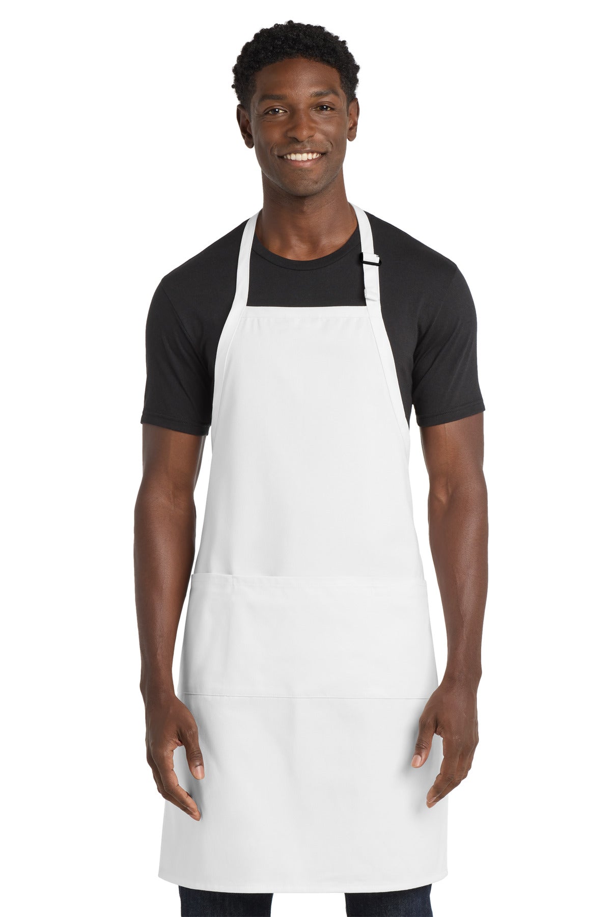 White Port Authority Easy Care Extra Long Bib Apron with Stain Release. A700