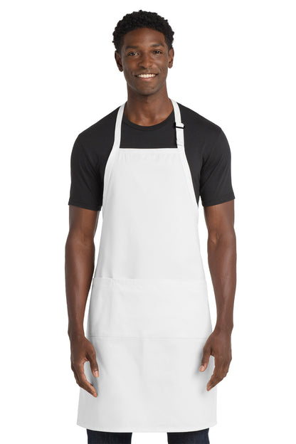 White Port Authority Easy Care Extra Long Bib Apron with Stain Release. A700