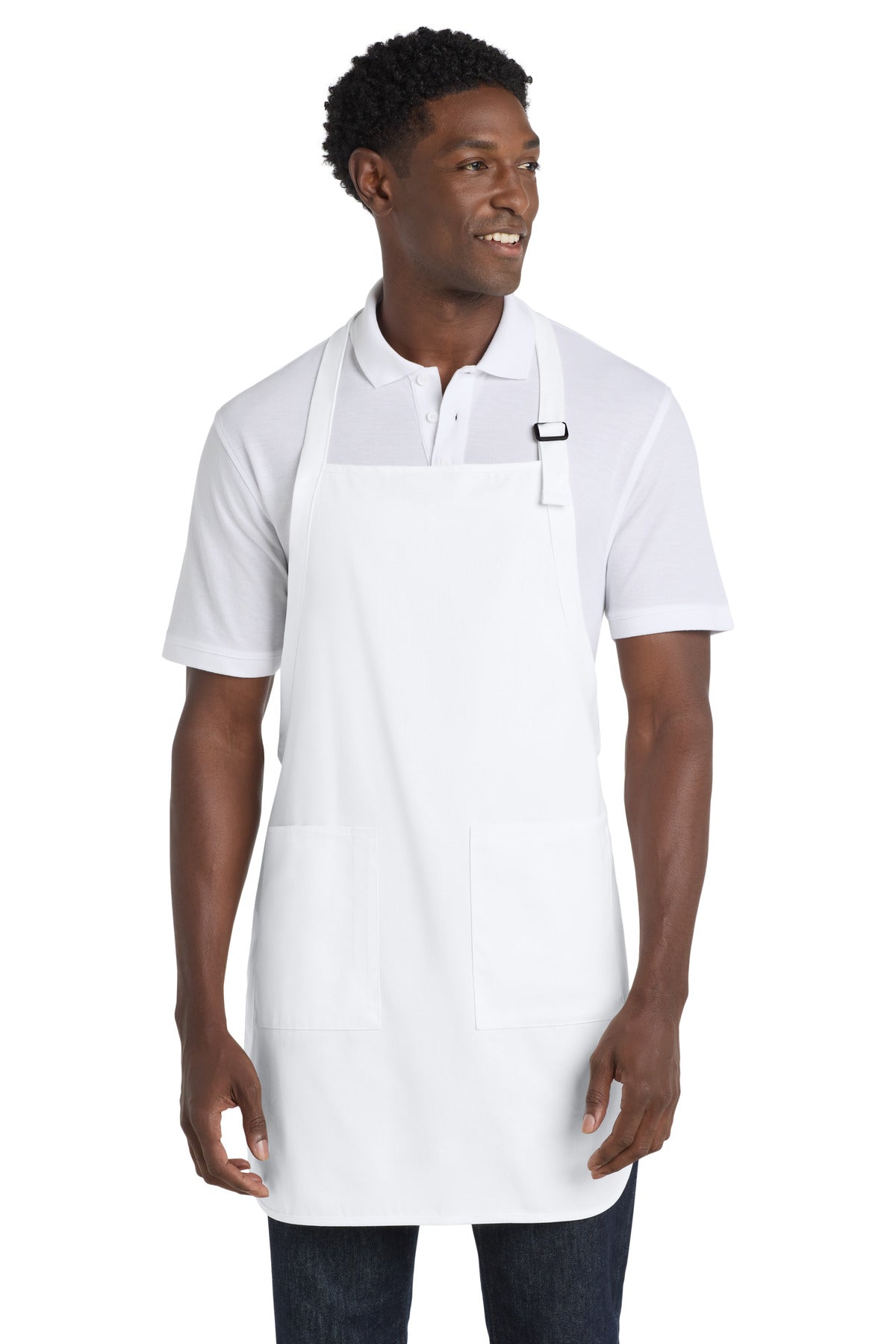 White Port Authority Full-Length Apron with Pockets. A500