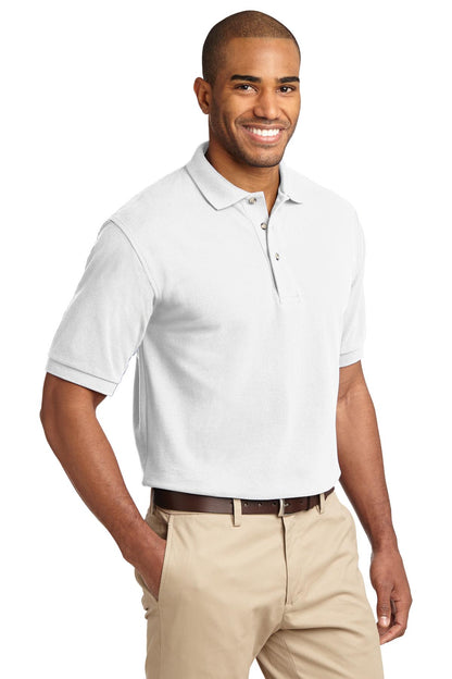 White Port Authority Heavyweight Cotton Pique Polo. K420 plain